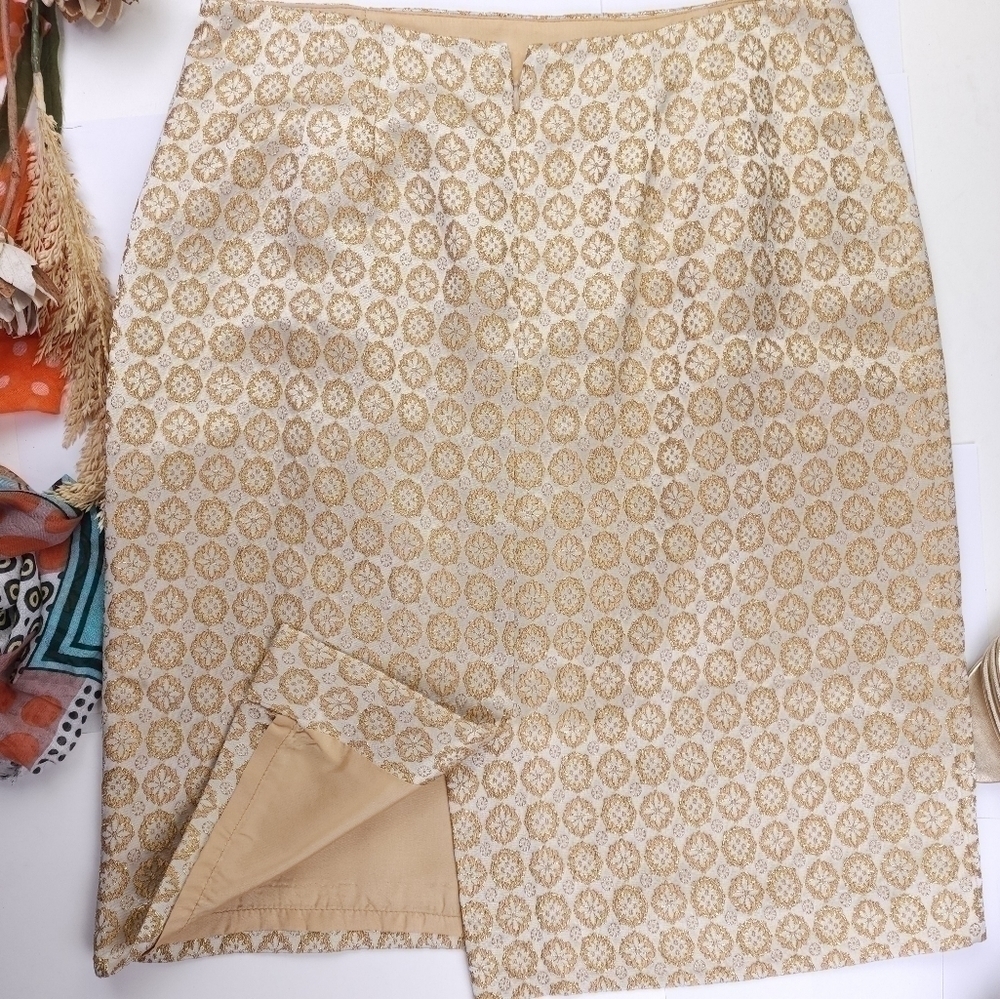 Barrie Pace Gold Print Skirt Sz 12 - Picture 5 of 9